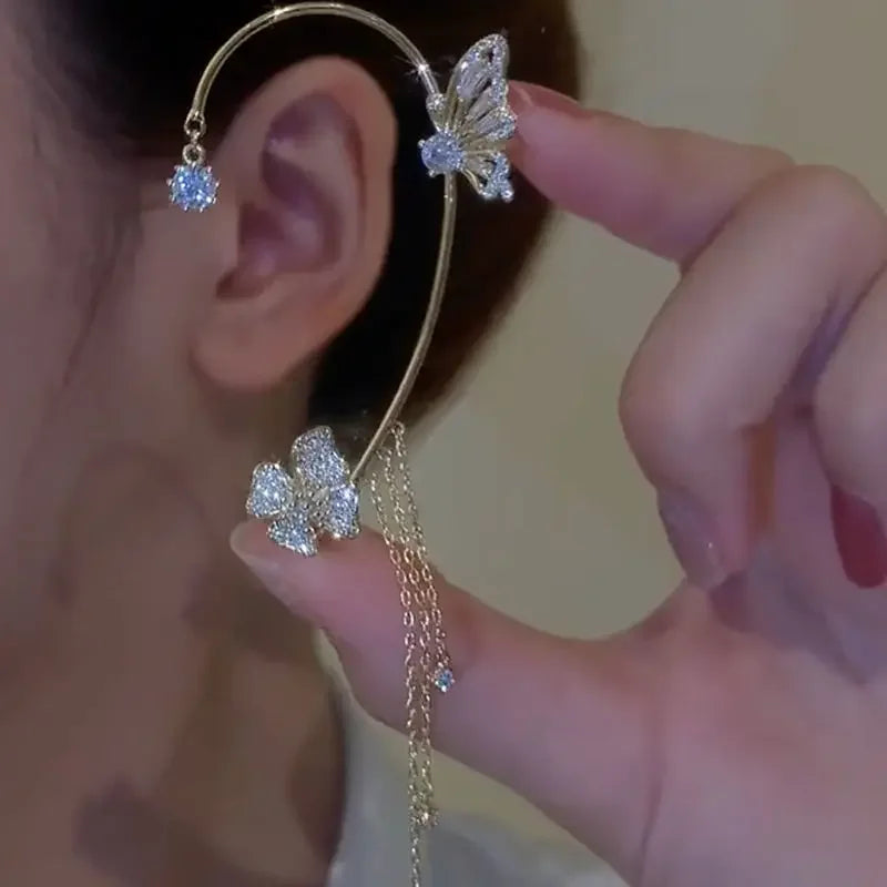 Elegant Zircon Butterfly Ear Cuffs