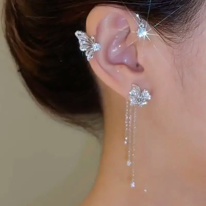 Elegant Zircon Butterfly Ear Cuffs