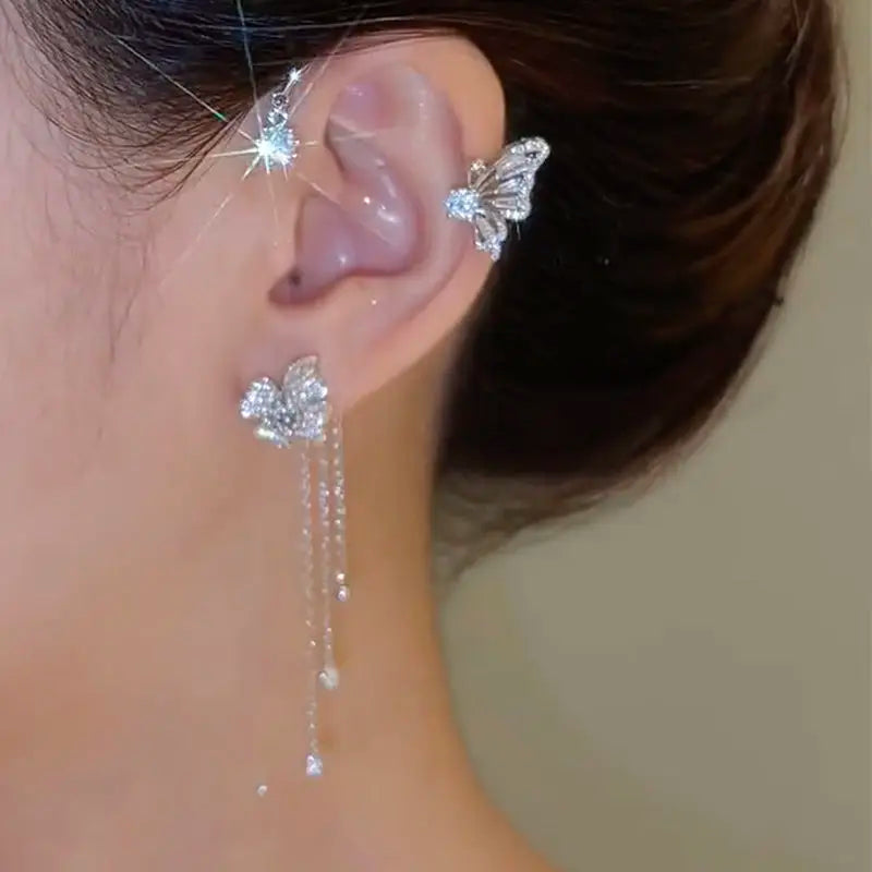 Elegant Zircon Butterfly Ear Cuffs